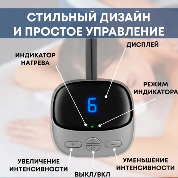Электрический импульсный миостимулятор - массажер для шеи Cervical Massage (4 режимов массажа, 9 уровней интенсивности) / EMS массаж для всего тела 